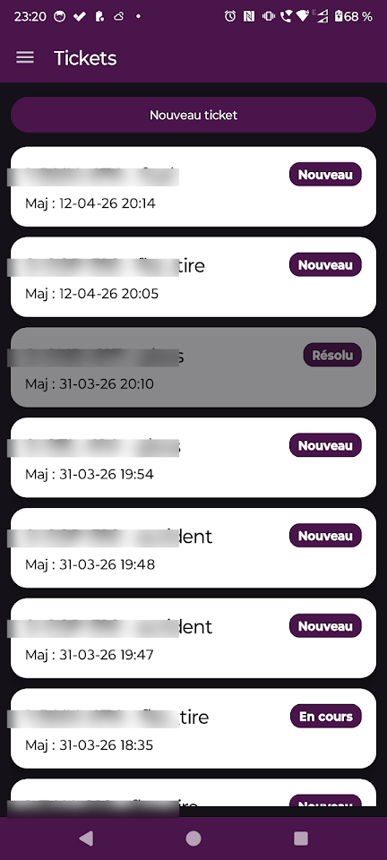 FleetApp — Suivi des tickets