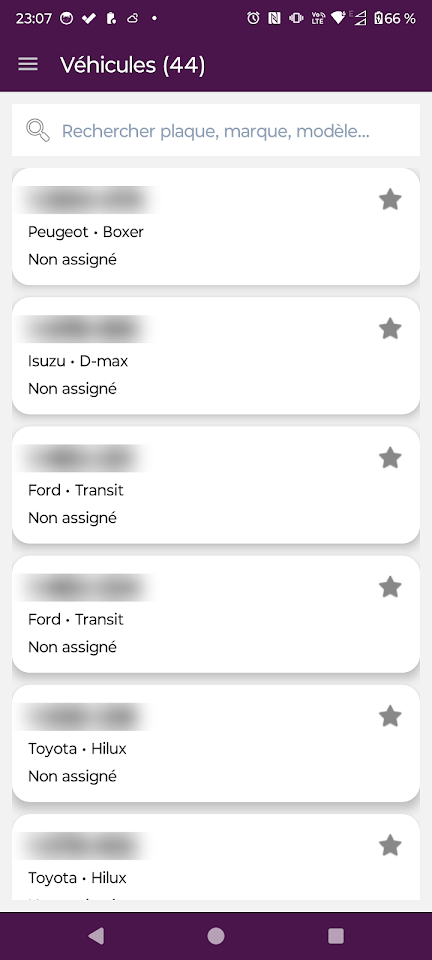 FleetApp — Liste des véhicules